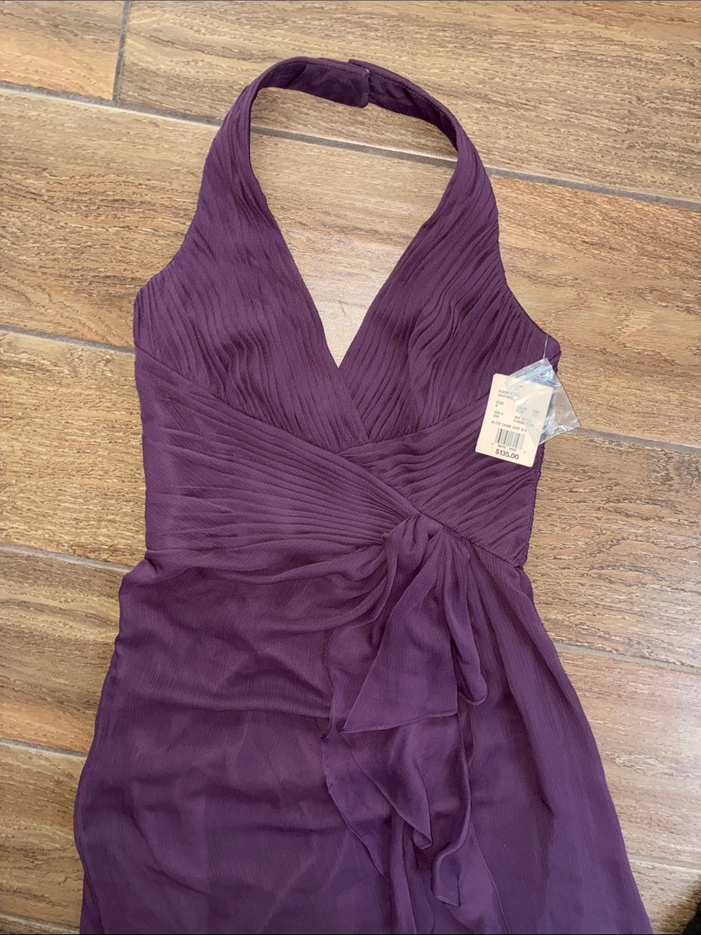 David’s Bridal Halter Dress in Deep Plum